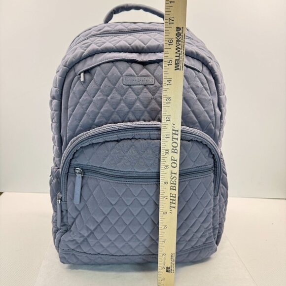 Vera Bradley Essential Large Backpack Gray Quilted Polka Dot Lining Zip Pockets - Picture 10 of 16